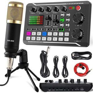 Podcast Equipment Bundle,Condenser Microphone with Tripod Stand and Professional